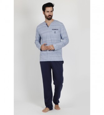 Admas Pajama Long Sleeve Light Stripes blue