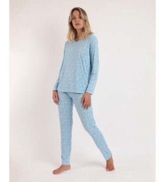 Admas Zwangerschap Pyjama Lange Mouw Zwangerschap Wolken Pico blauw