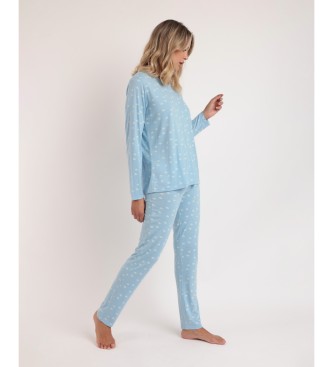 Admas Pijama Manga Larga Maternity Nubes Pico azul