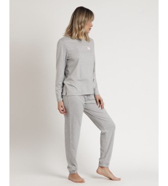 Admas Pink Hearts pyjamas long sleeve grey