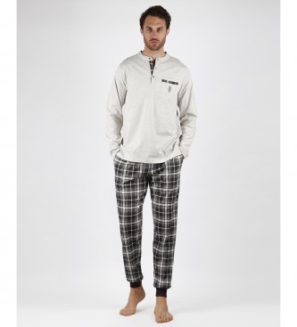 Admas Pajamas Soft Check gray