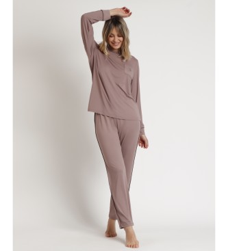 Admas Pyjama Manches Longues Dormir Doux marron