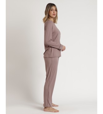 Admas Pyjama Manches Longues Dormir Doux marron