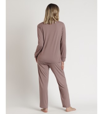 Admas Pajama Long Sleeve Soft Sleep brown