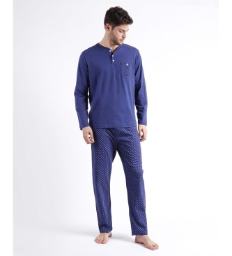 Admas Spike Langarm-Pyjama blau