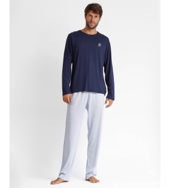 Admas Stripes & Dots navy long sleeve pyjamas