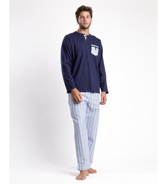 Admas Langrmeliger Pyjama Stripest navy