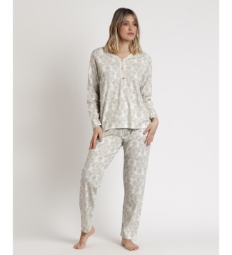 Admas Pyjamas Lngrmad Topp Aqua beige