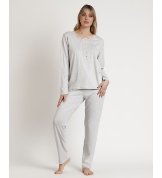 Admas Pyjamas Long Sleeve Top Classic Soft grey