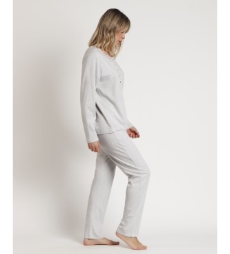 Admas Pyjamas Long Sleeve Top Classic Soft grey