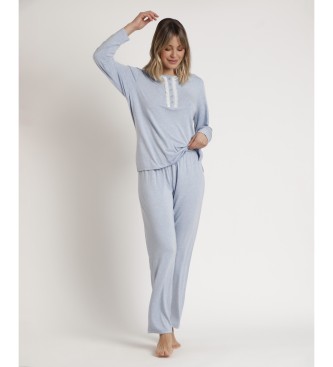 Admas Pyjama Top  manches longues Soft Hearts bleu