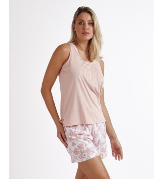 Admas rmelloser Pyjama Frhling Blumen rosa