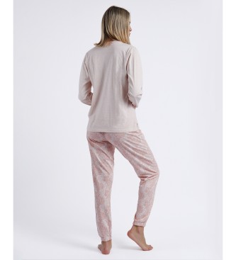 Admas Pyjama Top Long Sleeve Soft Coral Style orange