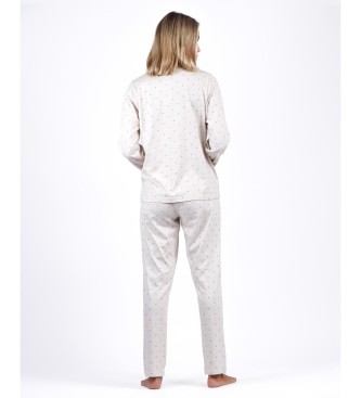 Admas Pyjama Langarm-Oberteil You Are Enough beige