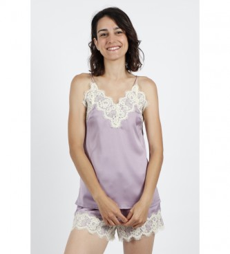 Admas Pajama Bretelle Soft Crepe malva