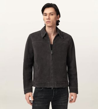 ALL SAINTS Dark gray Rhone Leather Jacket
