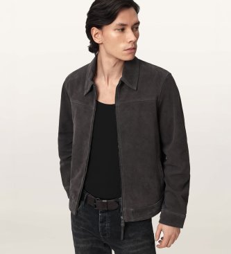 ALL SAINTS Dark gray Rhone Leather Jacket