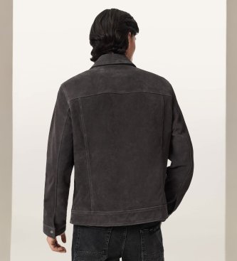 ALL SAINTS Dark gray Rhone Leather Jacket
