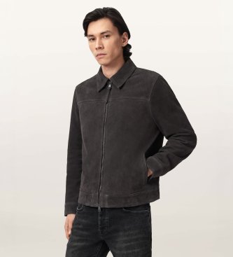 ALL SAINTS Dark gray Rhone Leather Jacket