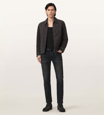 ALL SAINTS Dark gray Rhone Leather Jacket