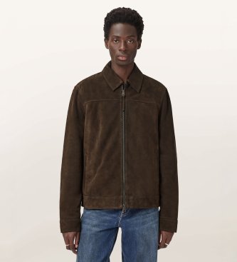 ALL SAINTS Rhone Brown Leather Jacket