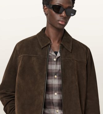 ALL SAINTS Rhone Brown Leather Jacket