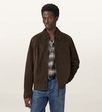 ALL SAINTS Rhone Brown Leather Jacket