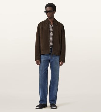ALL SAINTS Rhone Brown Leather Jacket