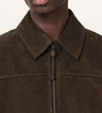 ALL SAINTS Rhone Brown Leather Jacket