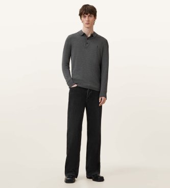 ALL SAINTS Polo de Manga Longa Merino Mode cinza