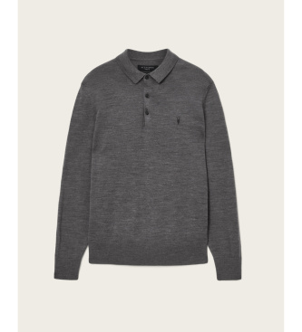 ALL SAINTS Polo de Manga Longa Merino Mode cinza