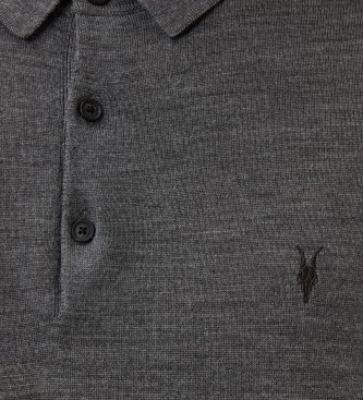 ALL SAINTS Polo de Manga Longa Merino Mode cinza