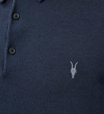 ALL SAINTS Merino Mode Long Sleeve Polo navy