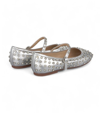 Alma en pena Ballerines en cuir argent brillant