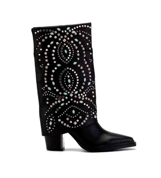 Alma en pena Bottes hautes avec strass noirs