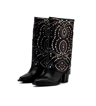 Alma en pena Bottes hautes avec strass noirs