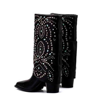 Alma en pena High boots with black rhinestones