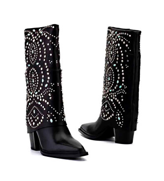 Alma en pena High boots with black rhinestones