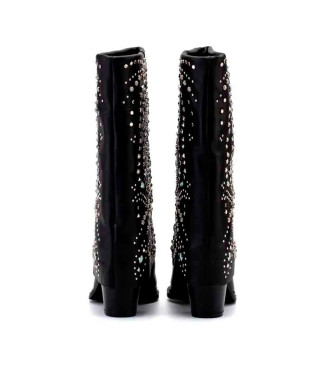 Alma en pena Bottes hautes avec strass noirs