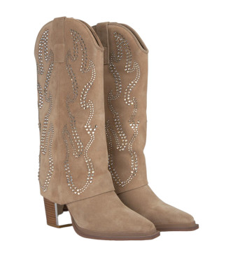 Alma en pena Beige glitter gaiter boots