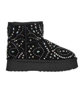 Alma en pena Black studded fur ankle boots