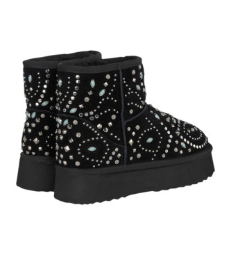 Alma en pena Black studded fur ankle boots