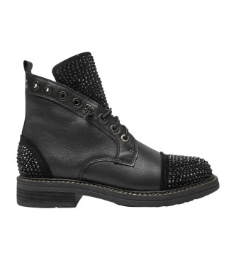 Alma en pena Black shiny leather ankle boots