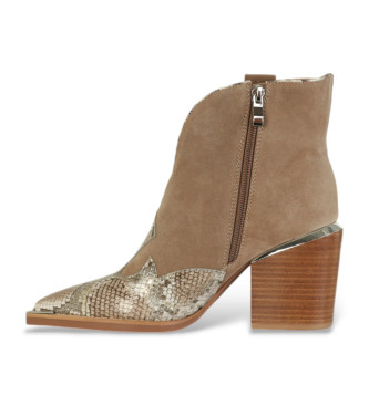 Alma en pena Brown textured effect leather ankle boots