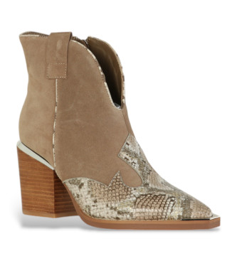 Alma en pena Brown textured effect leather ankle boots