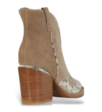 Alma en pena Brown textured effect leather ankle boots