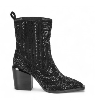 Alma en pena Black studded leather ankle boots