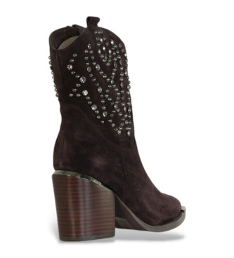 Alma en pena Brown Texas leather ankle boots