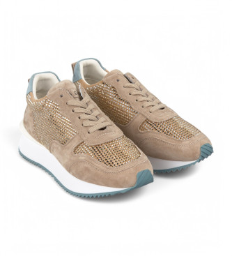 Alma en pena Beige Combi Leather Sneakers