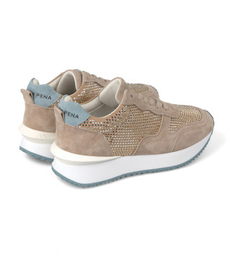 Alma en pena Beige Combi Leather Sneakers